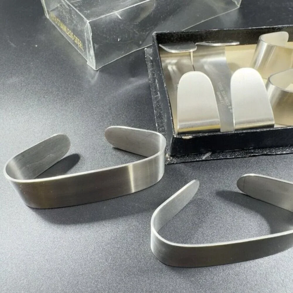 Vintage Leonard Napkin Holders Set 7 Stainless Steel 18/8 Made‎ In Hong Kong VTG